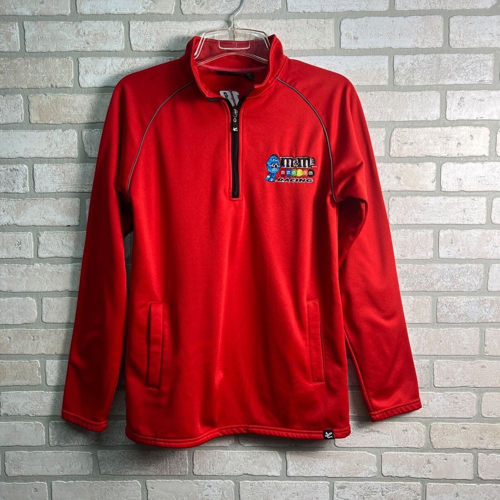 Kyle‎ Busch M&M's Racing 1/4 Zip Pullover Jacket Mens Size Small Red #18 NASCAR